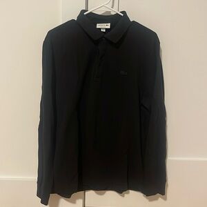 Lacoste Black Long Sleeve Polo (Black Alligator) XL